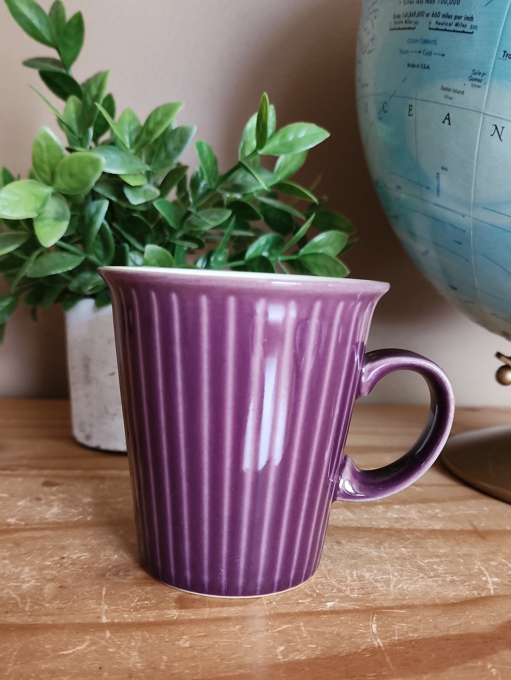 Purple Ribbed Ceramic Mug - Home Dining